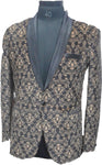 blue stag Self Design Tuxedo Style Wedding, Casual, Casual Men's Blazer